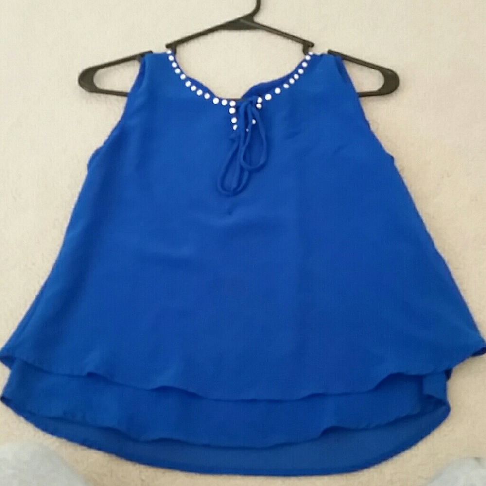 Blue tie up tank top